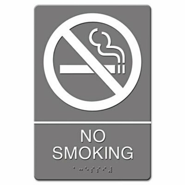 U. S. Stamp & Sign ADA SIGN, NO SMOKING SYMBOL W/TACTILE GRAPHIC, MOLDED PLASTIC, 6 X 9, GRAY 4813